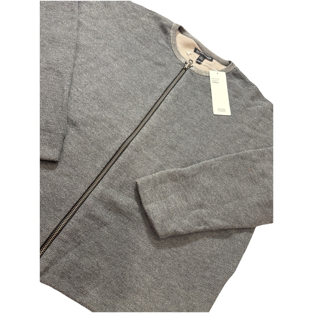 Eileen Fisher Peruvian Organic Cotton Knit Cardigan Zip Up Sweater Women's SMALL